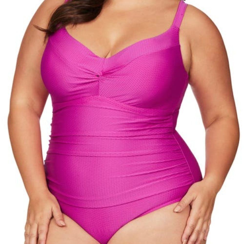 Artesands Serenade pink Monet One-Piece textured Underwire Swimsuit size 18